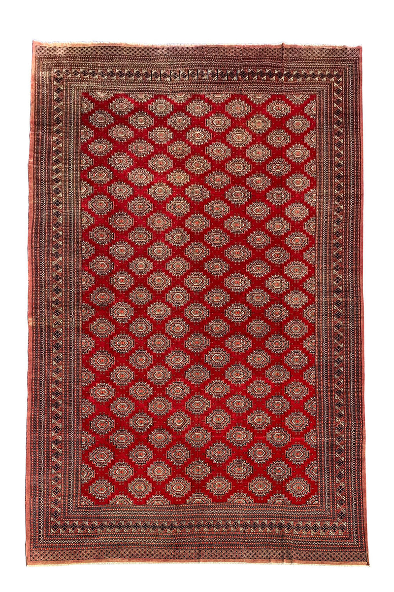 Authentic Hand Knotted Vintage Pakistani Felpah Bokhara Wool Area RUG 12.4 X 9.1 Ft (272 Ger)