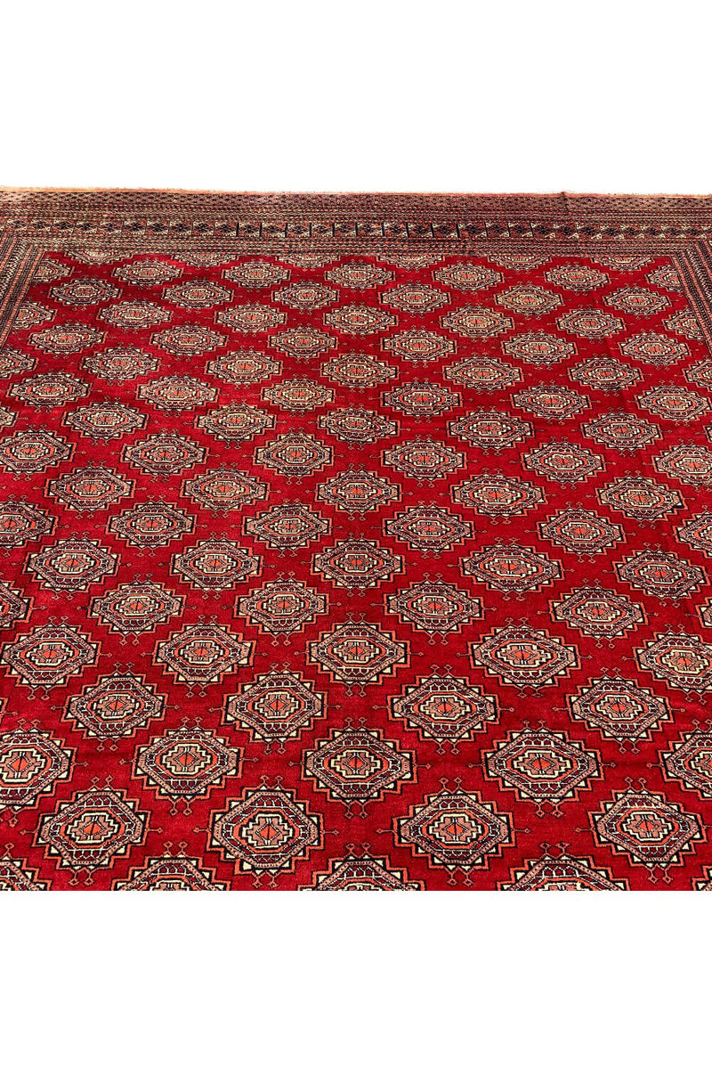 Authentic Hand Knotted Vintage Pakistani Felpah Bokhara Wool Area RUG 12.4 X 9.1 Ft (272 Ger)