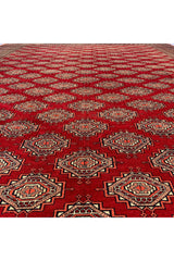 Authentic Hand Knotted Vintage Pakistani Felpah Bokhara Wool Area RUG 12.4 X 9.1 Ft (272 Ger)