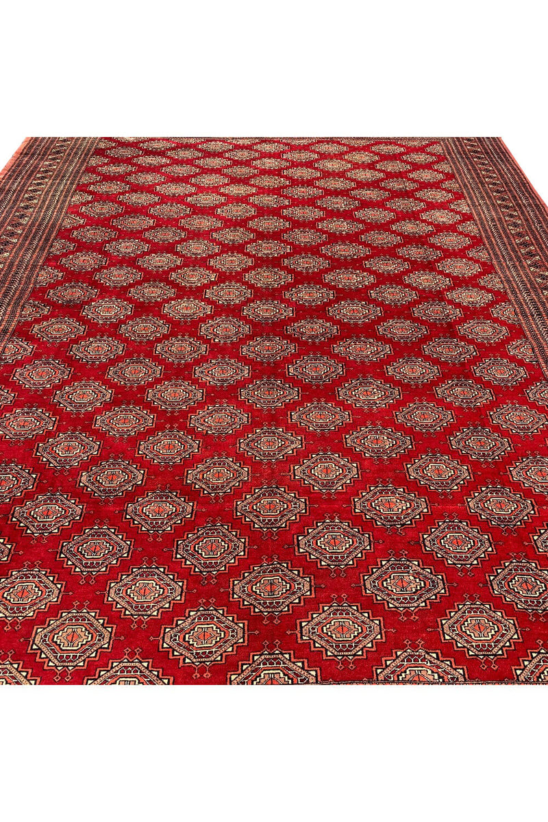 Authentic Hand Knotted Vintage Pakistani Felpah Bokhara Wool Area RUG 12.4 X 9.1 Ft (272 Ger)