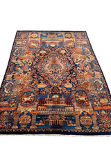 Authentic Hand Knotted Qashmour Pictorial Wool Area Rug 11.6 X 7.11 Ft (277 Ger)