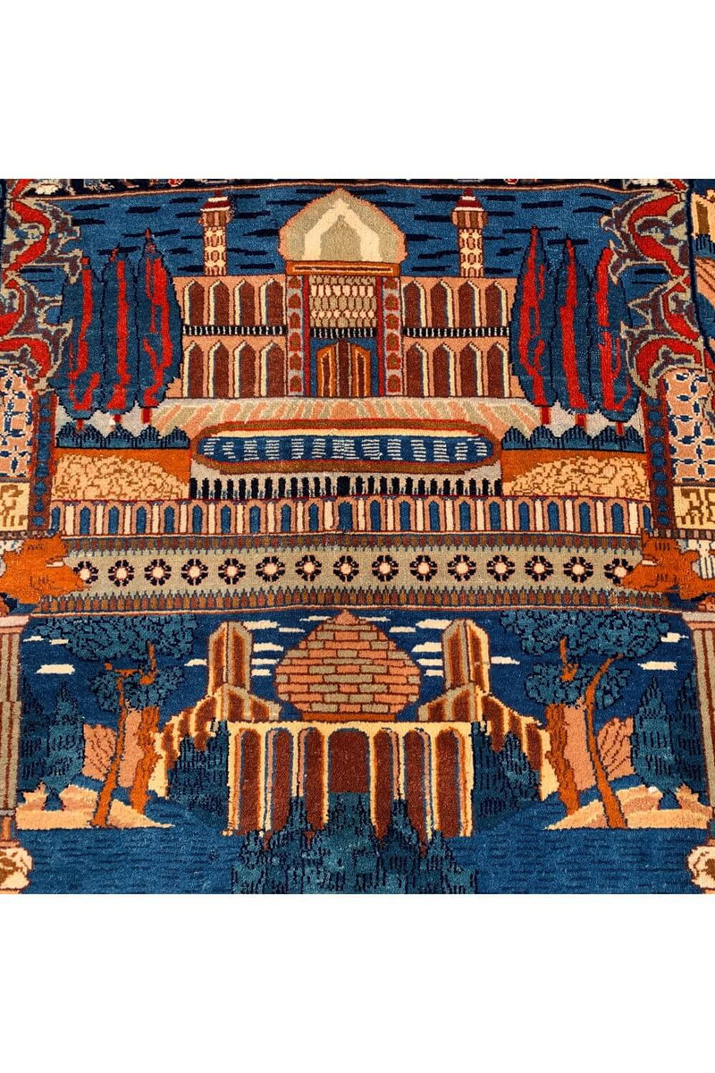 Authentic Hand Knotted Qashmour Pictorial Wool Area Rug 11.6 X 7.11 Ft (277 Ger)