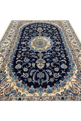 Authentic Hand Knotted Vintage Naeen Silk Touch Wool Area Rug 9.11 X 6.5 Ft (380 Ger)