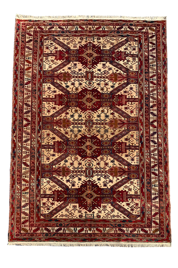 Authentic Hand Knotted Vintage Afghani Wool Area Rug 8.2 X 5.7 Ft (412 Ger)