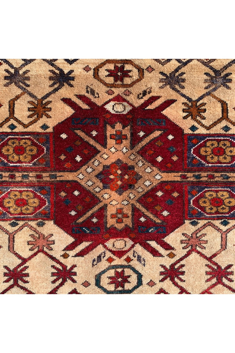 Authentic Hand Knotted Vintage Afghani Wool Area Rug 8.2 X 5.7 Ft (412 Ger)