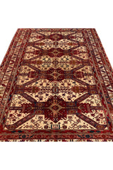 Authentic Hand Knotted Vintage Afghani Wool Area Rug 8.2 X 5.7 Ft (412 Ger)