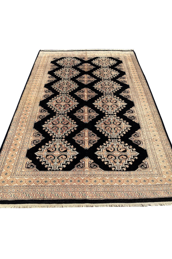 Authentic Hand Knotted Pakistani Bokhara Jhaldar Wool Area Rug 8.1 X 5.2 Ft (418 Ger)