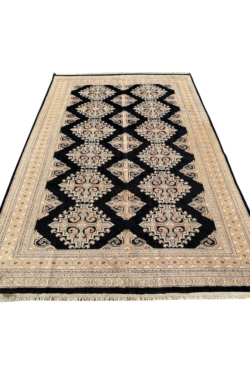 Authentic Hand Knotted Pakistani Jhaldar Wool Area Rug 8.1 X 5.2 Ft (418 Ger)