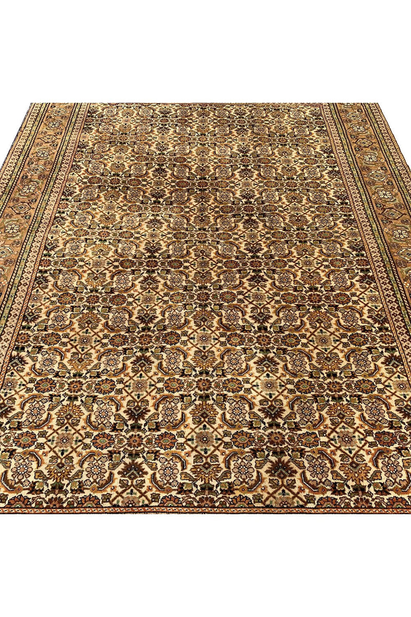 Authentic Hand Knotted Vintage Badam Gul Wool Area Rug 9.6 X 6.6 Ft (423 Ger)