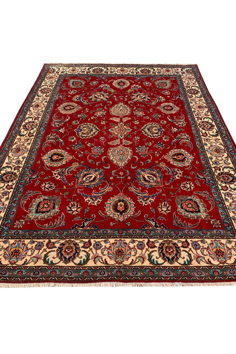 Authentic Hand Knotted Vintage Tabreez Wool Area Rug 13.7 X 9.6 Ft (331 Ger)