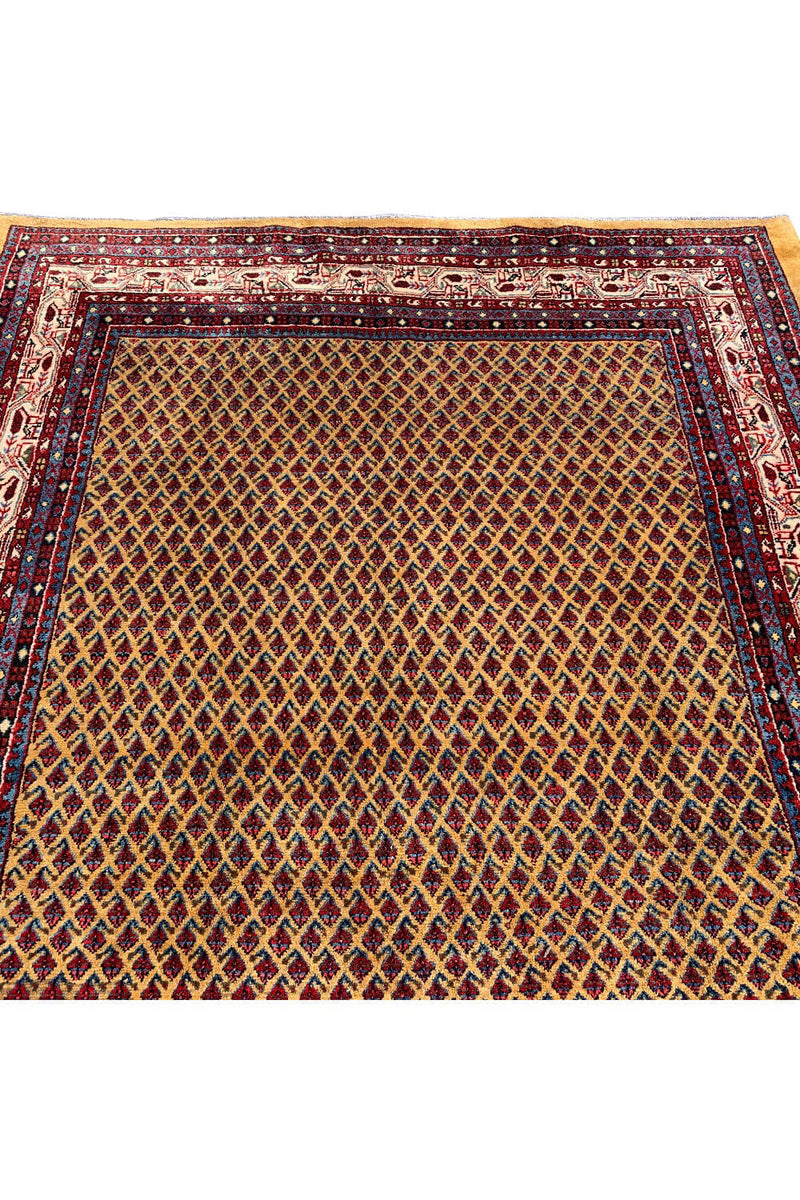AUTHENTIC HAND KNOTTED VINTAGE BADAM GUL MIR WOOL AREA RUG  10.6 X 6.9 FT