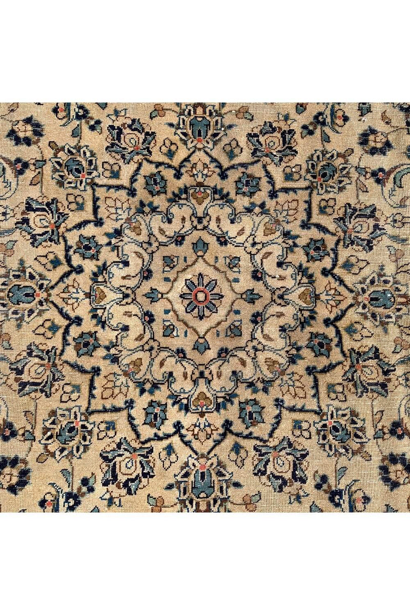 DISTRESSED HAND KNOTTED VINTAGE QASHOUN WOOL AREA RUG 11.6 X 7.9 FT