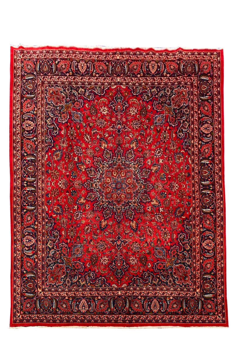 Authentic Hand Knotted Vintage Qashoun Wool Area Rug 11.2 X 9.6 Ft (338 Ger)