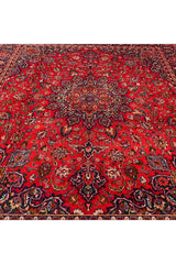 Authentic Hand Knotted Vintage Qashoun Wool Area Rug 11.2 X 9.6 Ft (338 Ger)