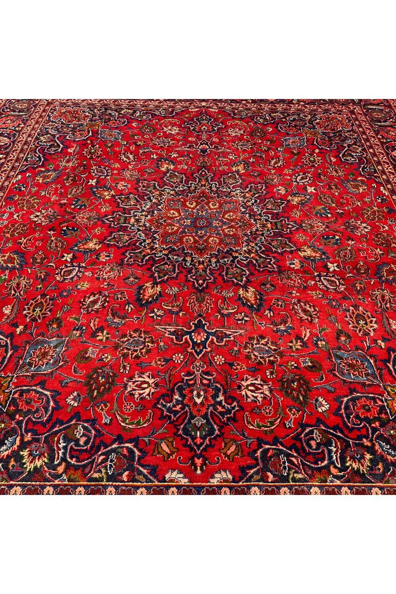 Authentic Hand Knotted Vintage Qashoun Wool Area Rug 11.2 X 9.6 Ft (338 Ger)