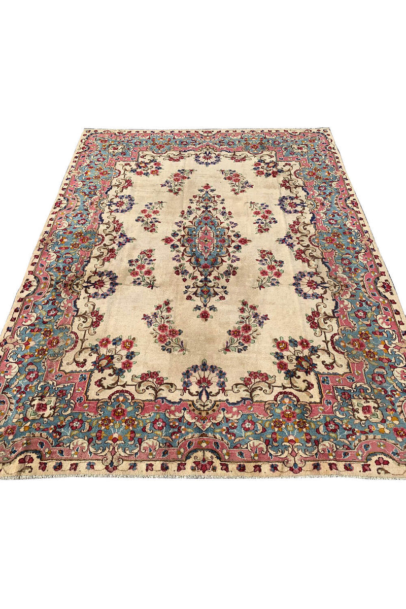 Distressed Hand Knotted Vintage Qirmoun Wool Area Rug 12.1 X 8.10 Ft (343 Ger)