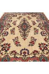 Distressed Hand Knotted Vintage Qirmoun Wool Area Rug 12.1 X 8.10 Ft (343 Ger)