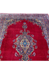 Authentic Antique Hand Knotted Vintage Qashoun Wool Area Rug 12.3 X 8.7 Ft (293 Ger)