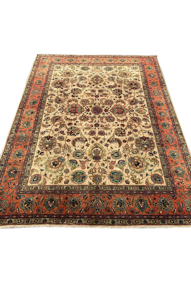 Authentic Hand Knotted Vintage Tabreez Wool Area Rug 11.4 X 8.2 Ft (329 Ger)