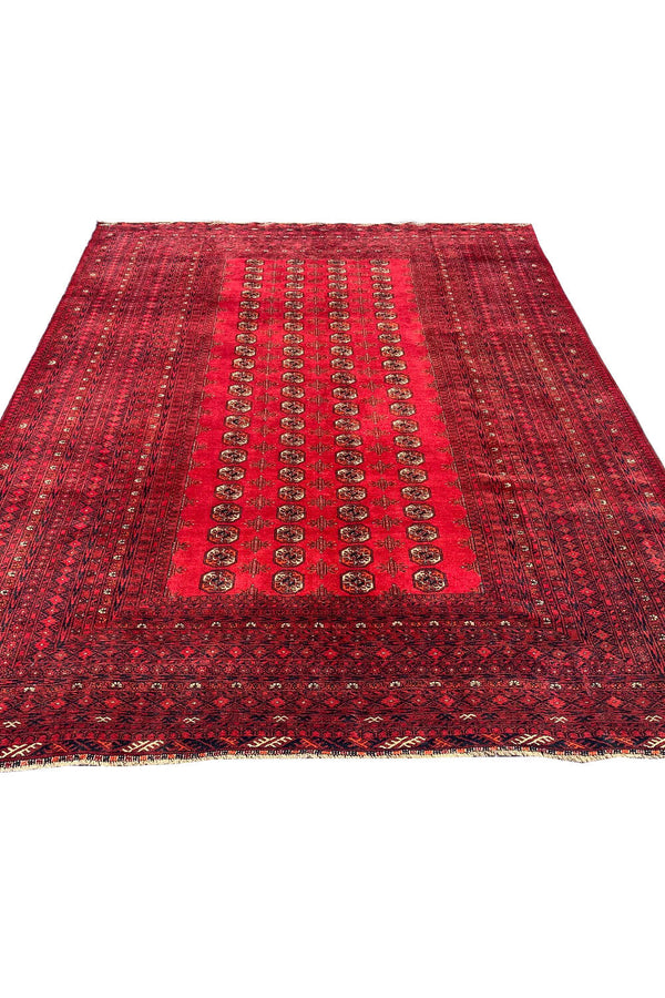 Authentic Hand Knotted Vintage Turkmen Felpah Wool Area Rug 12.9 X 10.0 Ft (346 Ger)