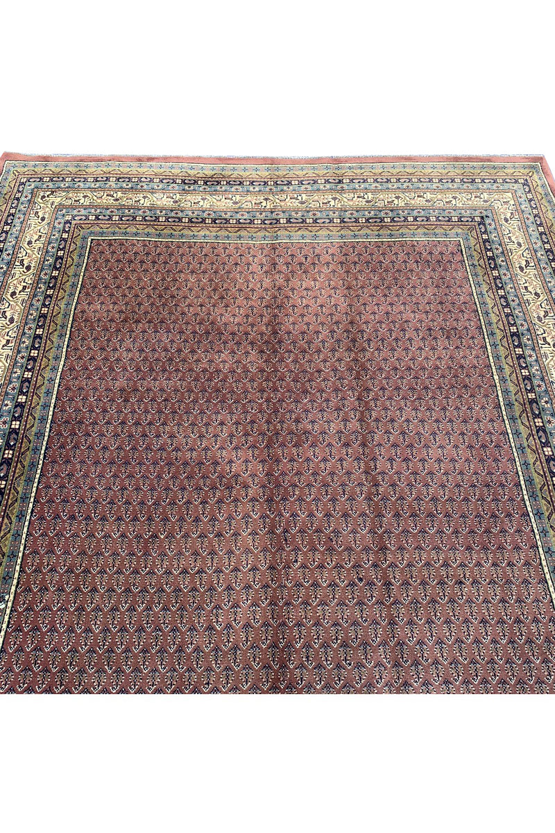 Authentic Hand Knotted Vintage Badam Gul Mir Wool Area Rug 9.10 X 6.8 Ft (360 Ger)