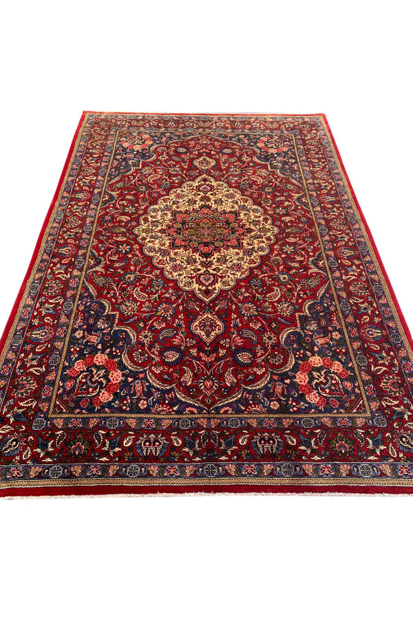 Authentic Hand Knotted Vintage Qashoun Wool Area Rug 9.11 X 6.8 Ft (361 Ger)