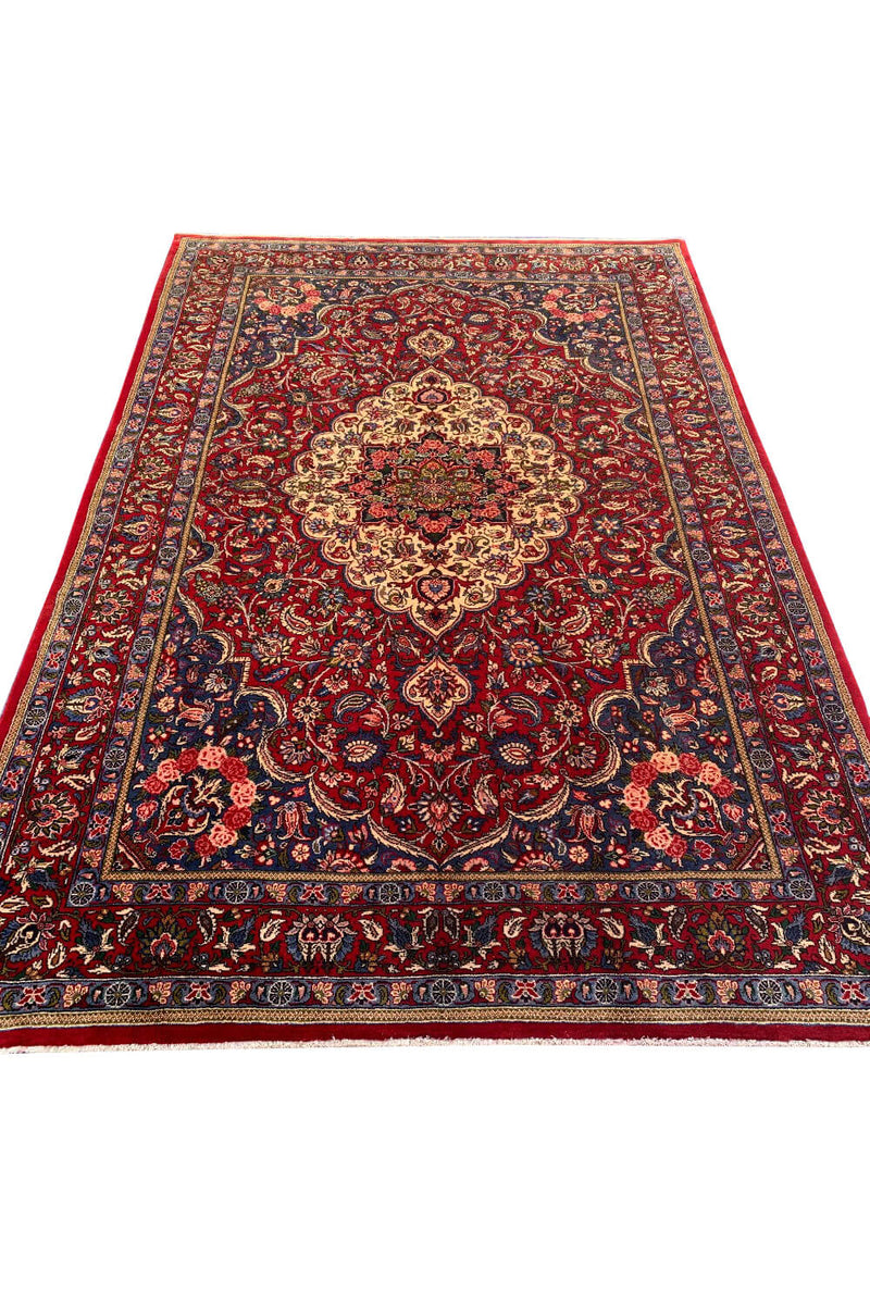 Authentic Hand Knotted Vintage Qashoun Wool Area Rug 9.11 X 6.8 Ft (361 Ger)