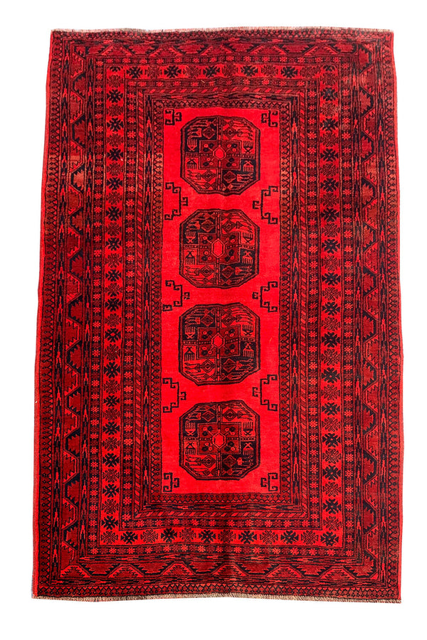 Authentic Hand Knotted Vintage Turkmen Felpah Wool Area Rug 7.5 X 4.7 Ft (370 Ger)