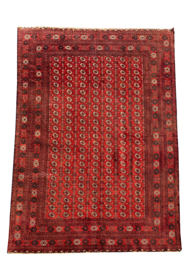 Authentic Hand Knotted Vintage Afghan Turkmen Wool Area Rug 9.4 X 6.2 Ft (401 Ger)