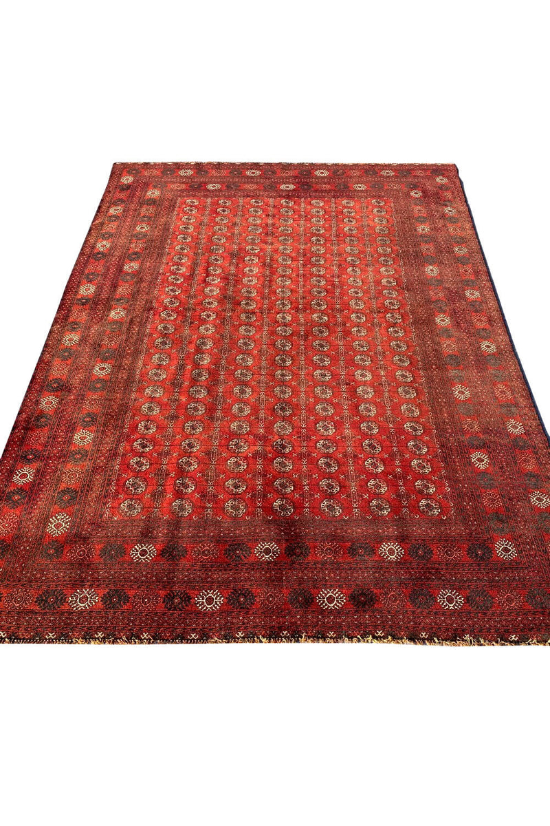 Authentic Hand Knotted Vintage Afghan Turkmen Wool Area Rug 9.4 X 6.2 Ft (401 Ger)