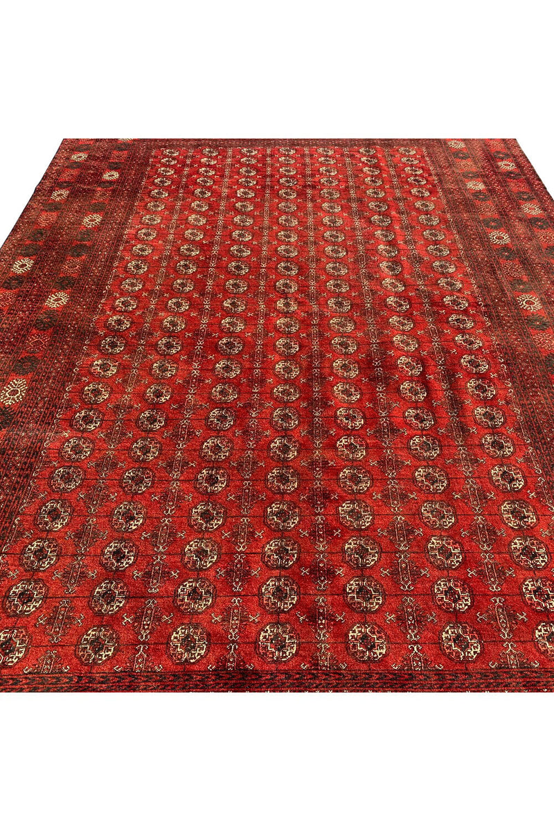 Authentic Hand Knotted Vintage Afghan Turkmen Wool Area Rug 9.4 X 6.2 Ft (401 Ger)