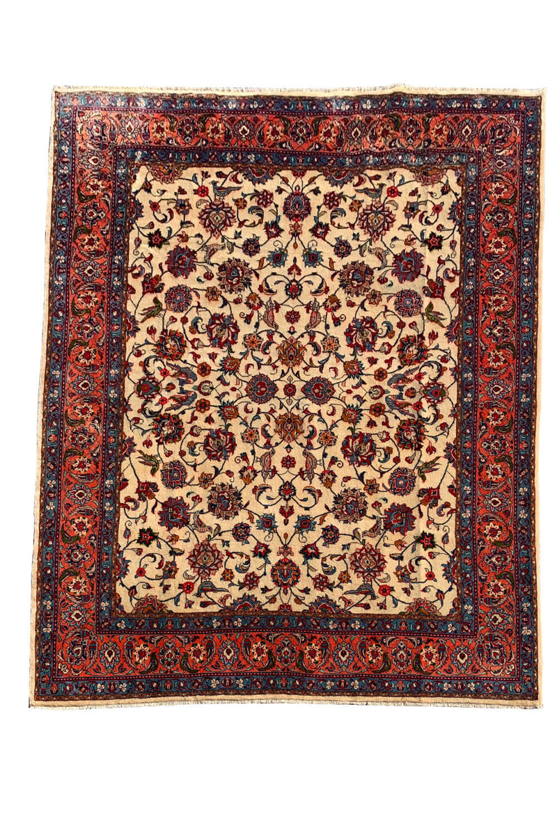 Authentic Hand Knotted Vintage Tabreez Wool Area Rug 8.11 X 7.4 Ft (411 Ger)