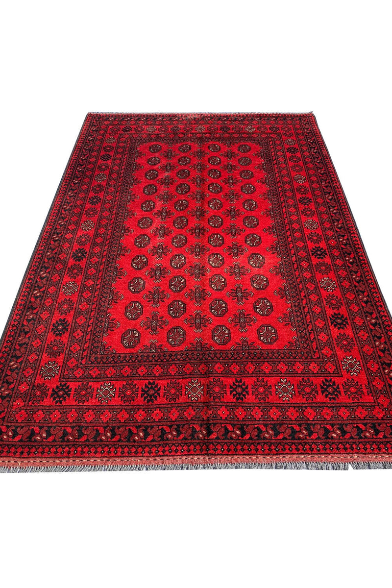 Authentic Hand Knotted Vintage Afghan Turkmen Wool Area Rug 7.11 X 5.5 Ft (422 Ger)
