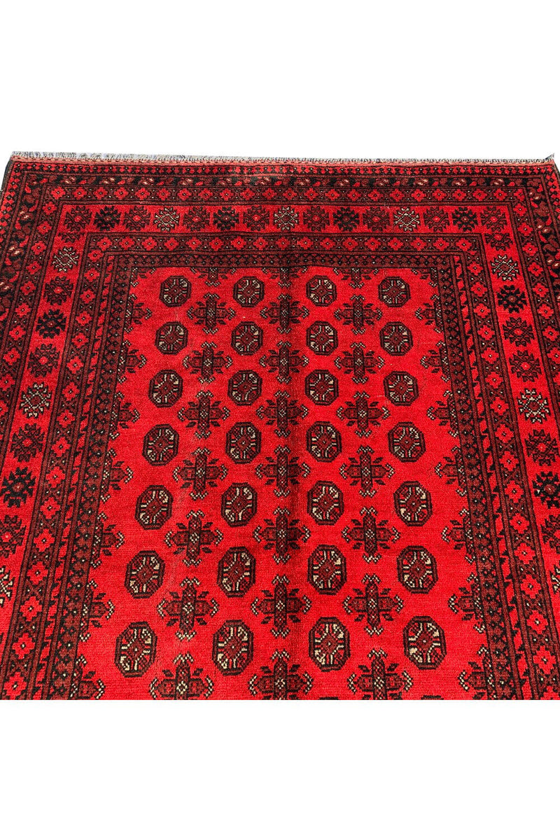 Authentic Hand Knotted Vintage Afghan Turkmen Wool Area Rug 7.11 X 5.5 Ft (422 Ger)