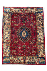 Authentic Hand Knotted Vintage Hunting Kashmour Wool Area Rug 10.1 X 6.9 Ft (428 Ger)