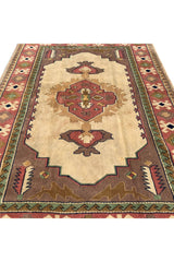 Authentic Hand Knotted Vintage Turkish Wool Area Rug 9.10 X 6.10 Ft (429 Ger)