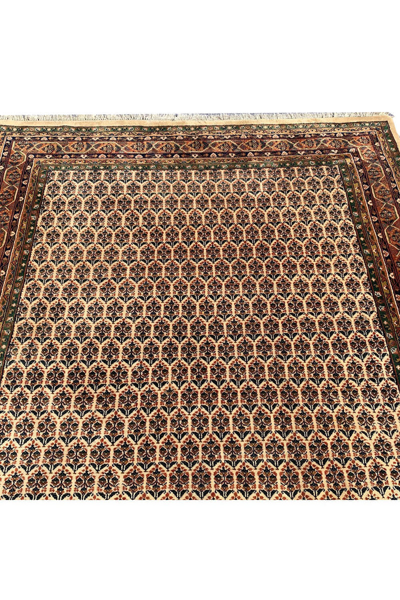 Authentic Hand Knotted Vintage Badam Gul Wool Area Rug 8.0 X 5.9 Ft (431 Ger)