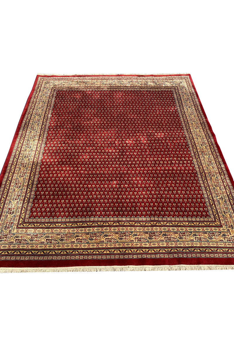 Authentic Hand Knotted Vintage Badam Gul Mir Wool Area Rug 8.0 X 6.9 Ft (433 Ger)