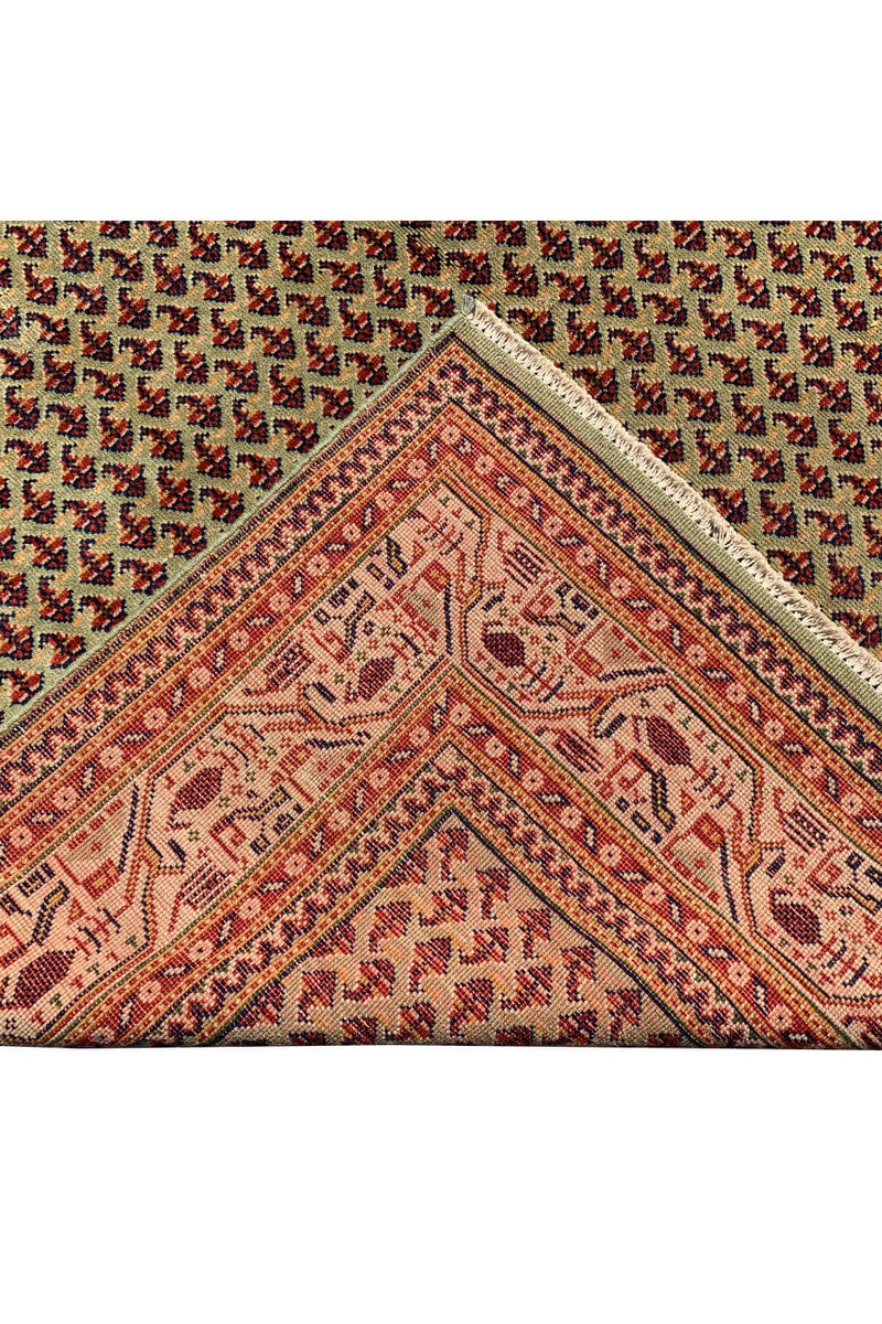 Authentic Hand Knotted Vintage Badam Gul Wool Area Rug 9.8 X 6.3 Ft (441 Ger)