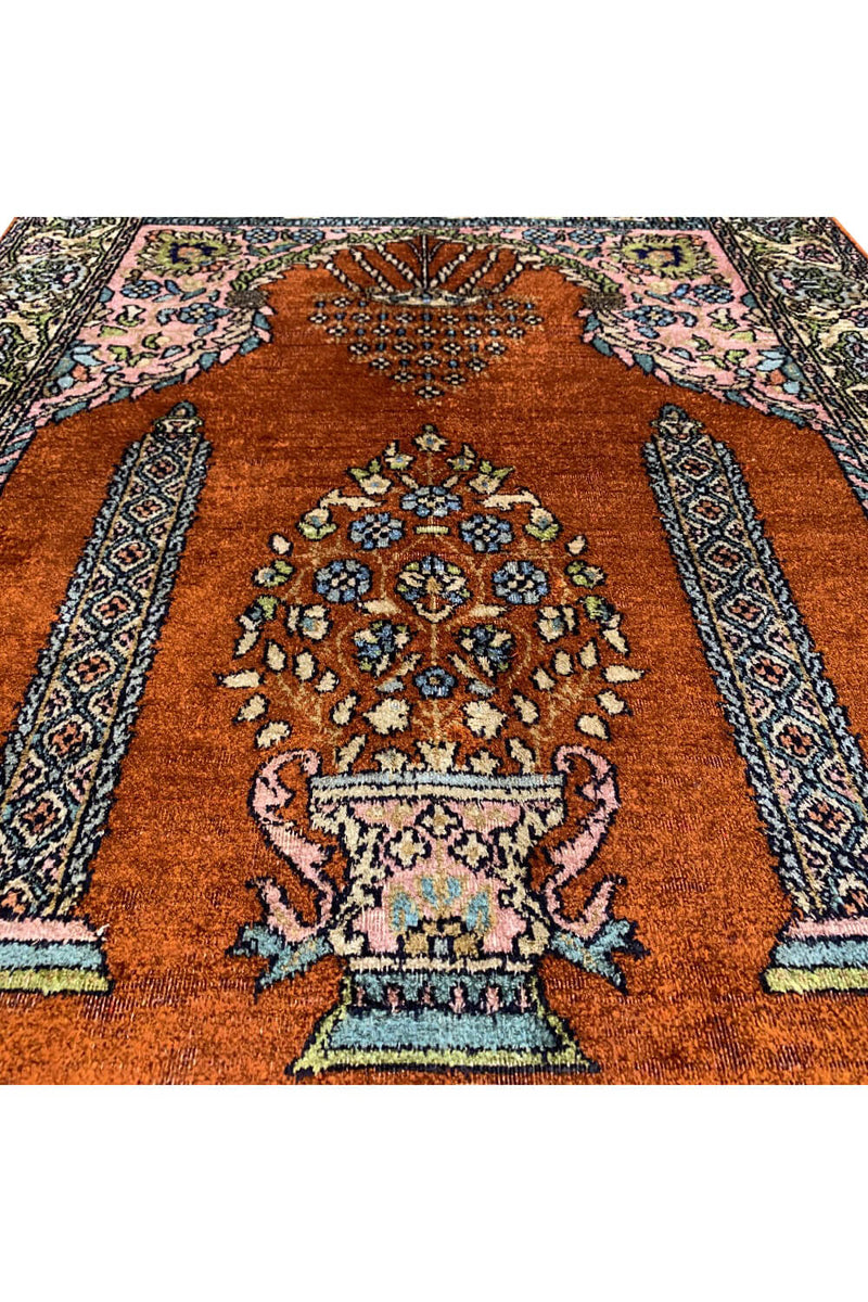 VINTAGE KASHMIR SILK 4.3 X 2.7 FT