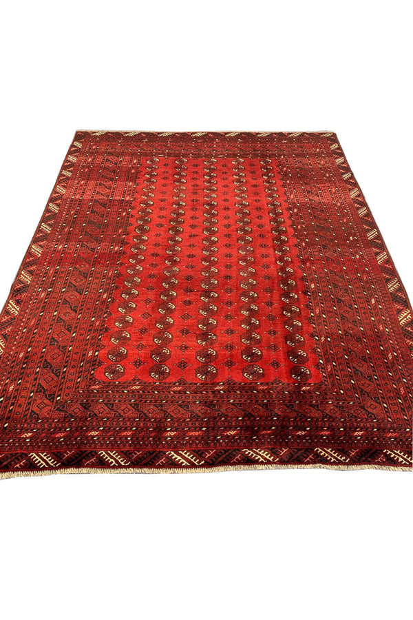 Authentic Hand Knotted Vintage Turkmen Felpah Wool Area Rug 9.2 X 7.2 Ft (387 Ger)