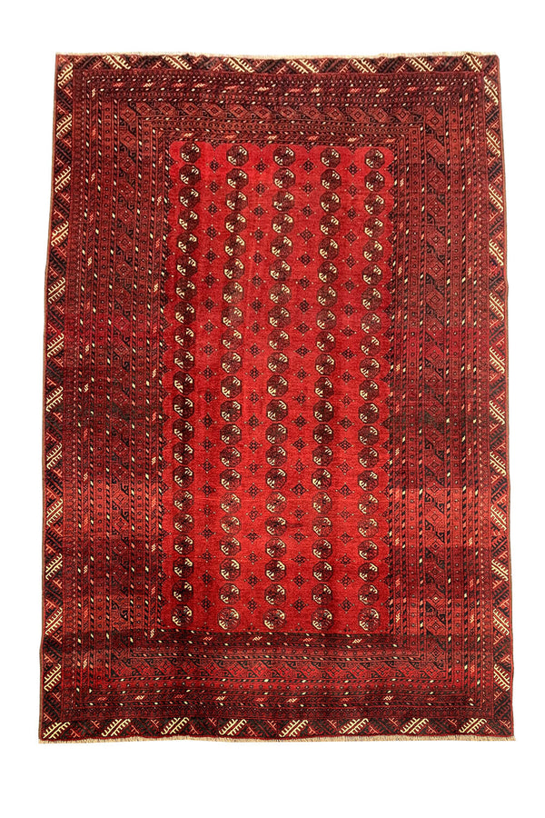 Authentic Hand Knotted Vintage Turkmen Felpah Wool Area Rug 9.2 X 7.2 Ft (387 Ger)