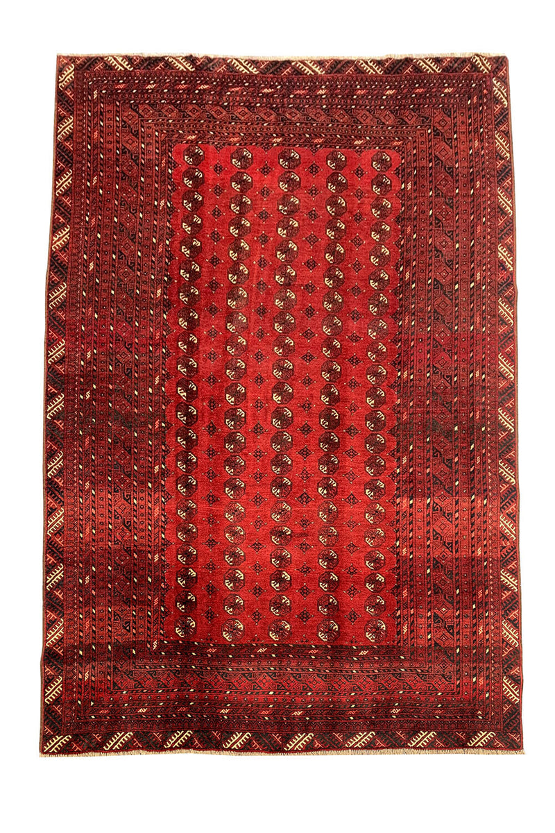 Authentic Hand Knotted Vintage Turkmen Moori Gul Wool Area Rug 9.2 X 7.2 Ft (387 Ger)