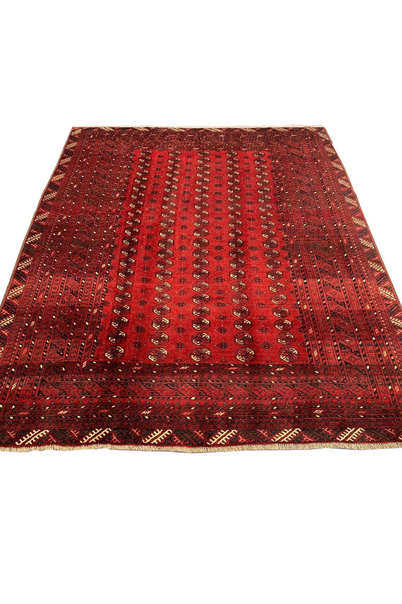 Authentic Hand Knotted Vintage Turkmen Moori Gul Wool Area Rug 9.2 X 7.2 Ft (387 Ger)