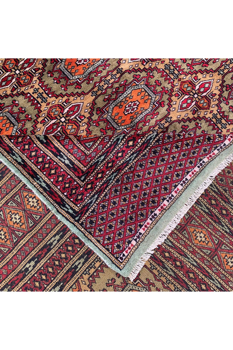 Authentic Hand Knotted Vintage Pakistani Bokhara Jhaldar Wool Area Rug 8.9 X 5.5 Ft (388 Ger)
