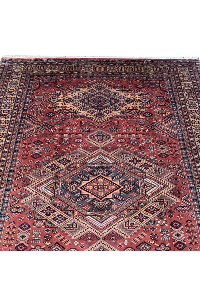 VINTAGE BOKHARA JHALDAR RUG 5.11 X 2.3 FT