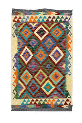 CHOBI WOVEN KILIM 4.4 x 2.9 Ft