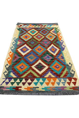 CHOBI WOVEN KILIM 4.4 x 2.9 Ft