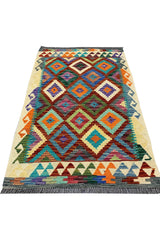 CHOBI WOVEN KILIM 4.4 x 2.9 Ft