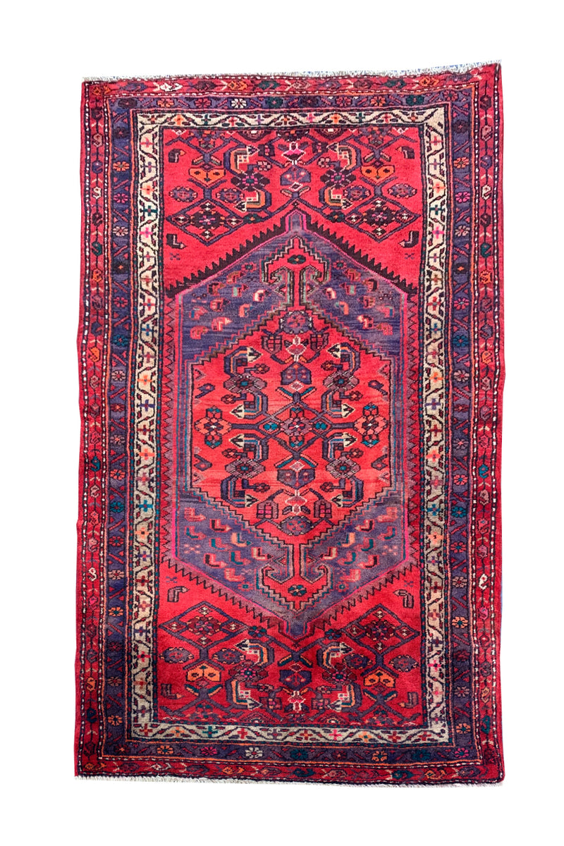 AUTHENTIC HAND KNOTTED VINTAGE HAMIDOUN WOOL AREA RUG 6.5 X 3.8 FT (516 GER)